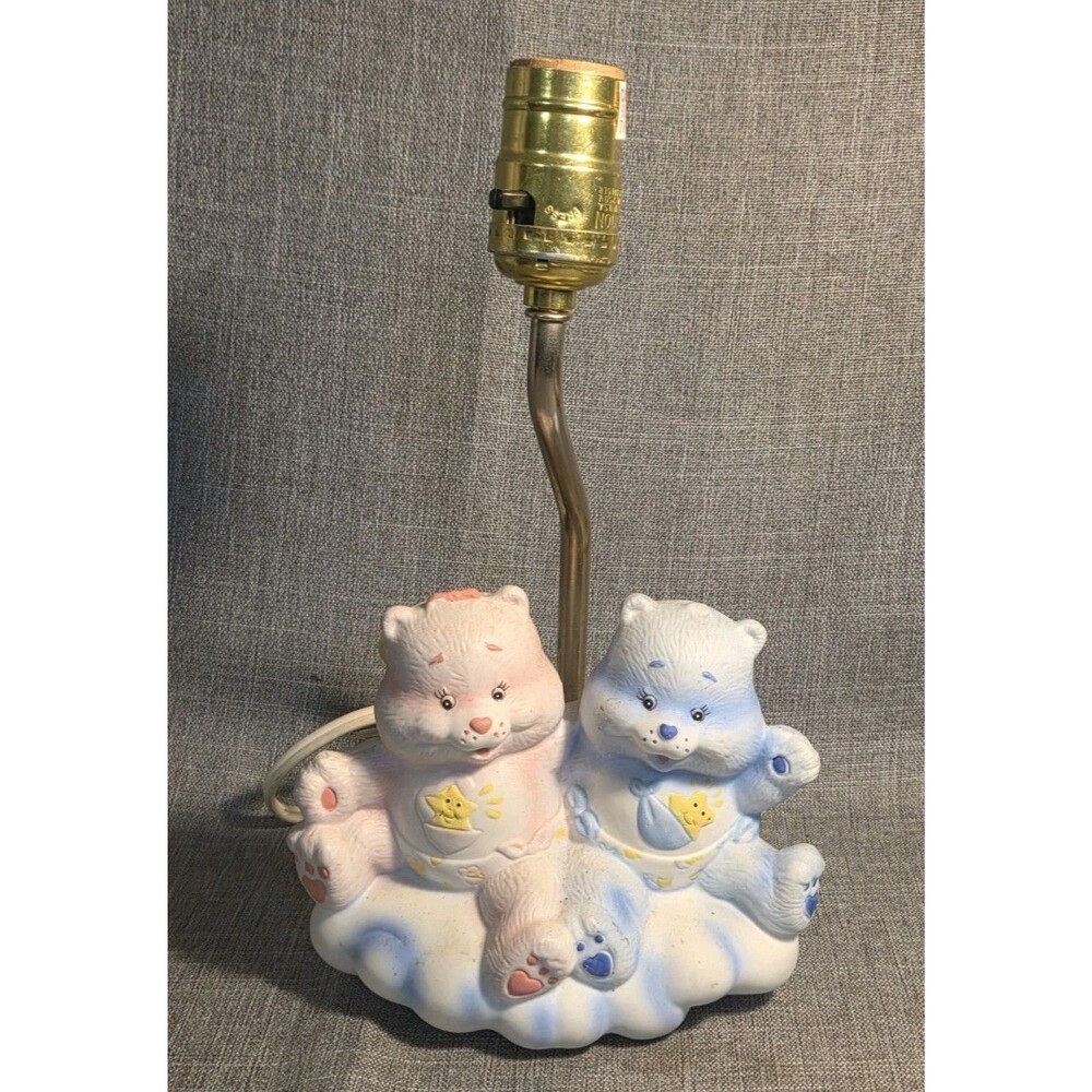 Vintage Care Bears Porcelain Lamp Baby Nursery Bear Hugs
